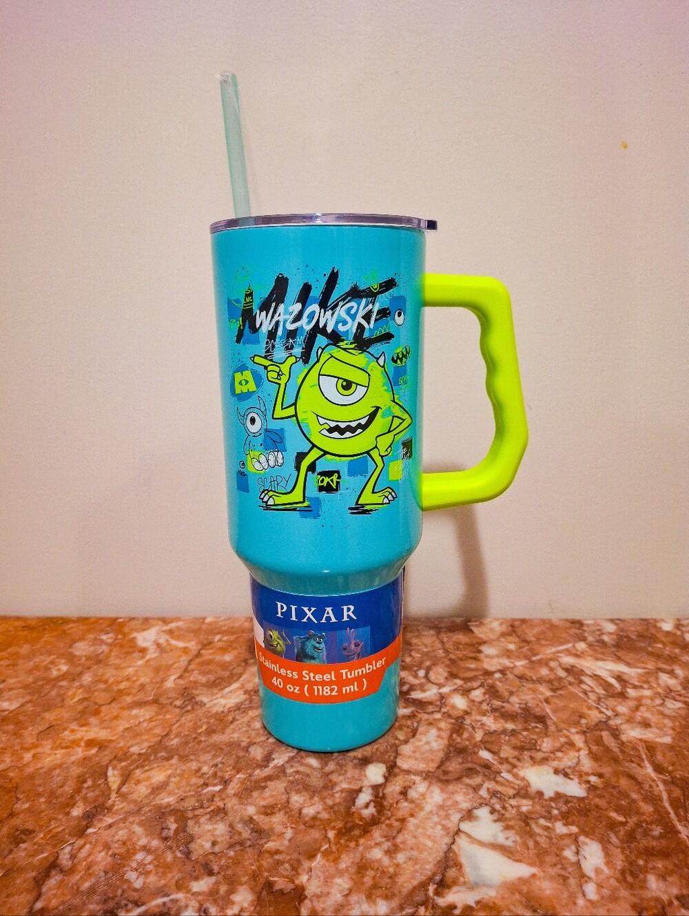 Disney Pixar Monsters Inc. Mike Wazowski 40oz Stainless Tumbler - Aqua & Lime